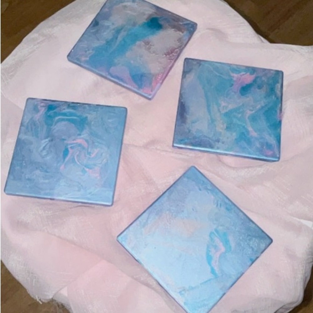 OOAK Cotton Candy Coaster Set of4 Homemade